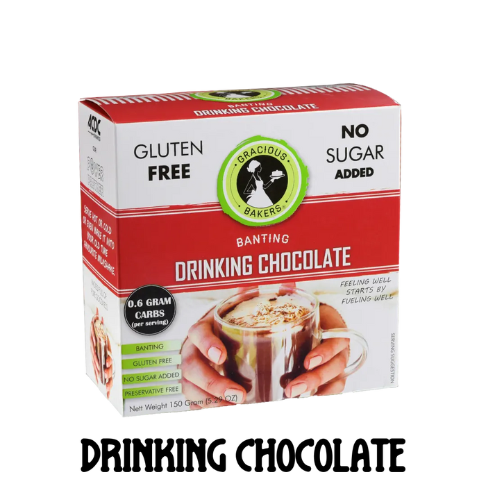 Gluten free drinking hot chocolate from Gracious Bakers. Sugar free, and suitable for Diabetics, banting, and keto diets