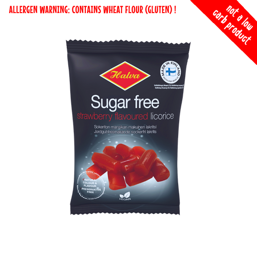 Halva Sugar free Strawberry Liquorice 90g by Candytron | Dairyfree, Licorice, Liquorice, Sugarfree, Suitable for Diabetics, Vegan