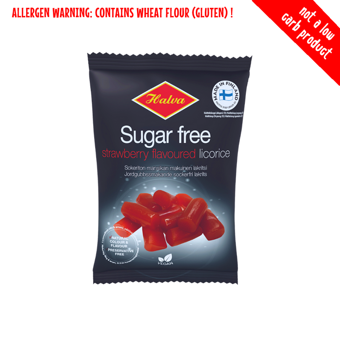 Halva Sugar free Strawberry Liquorice 90g by Candytron | Dairyfree, Licorice, Liquorice, Sugarfree, Suitable for Diabetics, Vegan