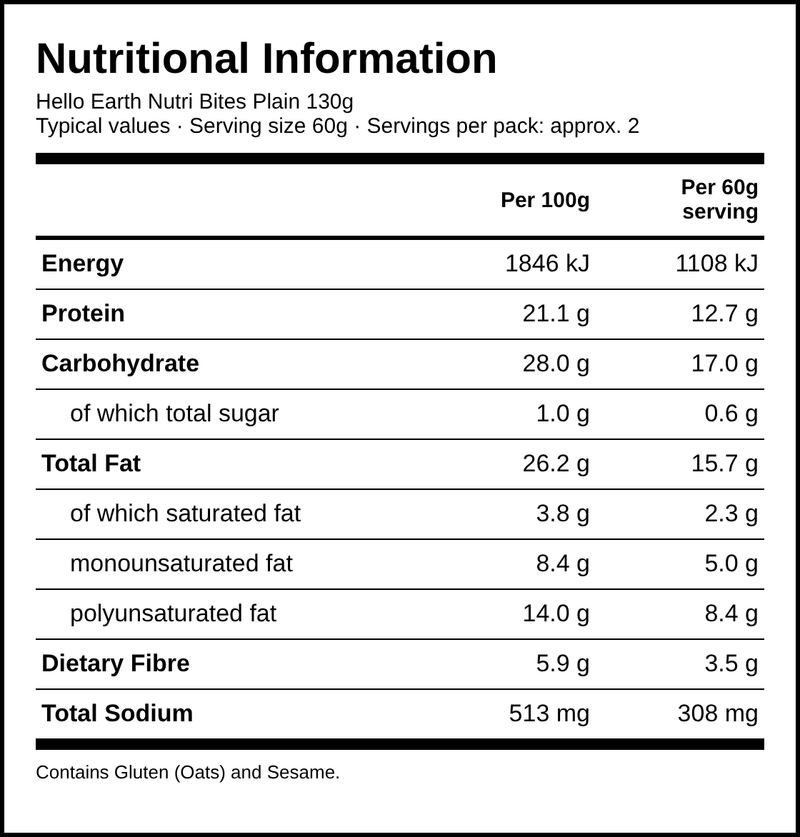 Hello Earth Nutri Bites Seed Crisps | PLAIN | 130g