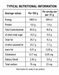 A black and white nutritional information table for a ready-to-eat product, showing average values per 100 g and per serving size per 31 g, including energy, protein, total carbohydrate, sugar, fat, cholesterol, dietary fibre, and sodium.