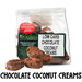 packet and display of low carb gluten free no added sugar chocolate coconut creams biscuits. Suitable for Diabetics, Keto and Banting