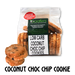 Packaged low carb coconut chocolate chip cookies with a visible brand label on a clear background.
