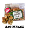 packet and display of low carb gluten free no added sugar cranberry rusks. Suitable for Diabetics, Keto and Banting