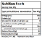 Nutrition Facts Table of Low Carb Glute free Chocolate Hazelnut Rusks showing Energy, Protein, Carbs, Sugars, Fat, Fibre and Sodium