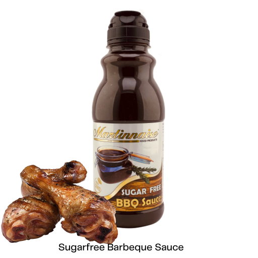 Bottle of sugar free, dairy free, gluten free and vegan barbeque sauce from Martinnaise. Suitable for Diabetics, banting and keto lifestyles