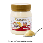 Bottle of sugar free, dairy free, and gluten free gourmet mayonnaise from Martinnaise.
