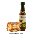 Bottle of sugarfree, dairy free, gluten free maple flavoured syrup from Martinnaise. 