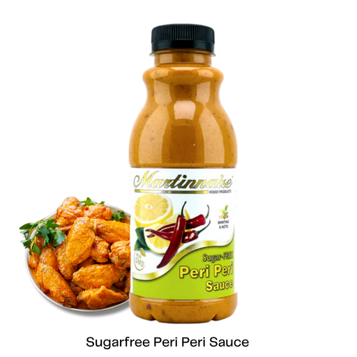 Bottle of Martinnaise sugarfree dairyfree glutenfree peri peri sauce