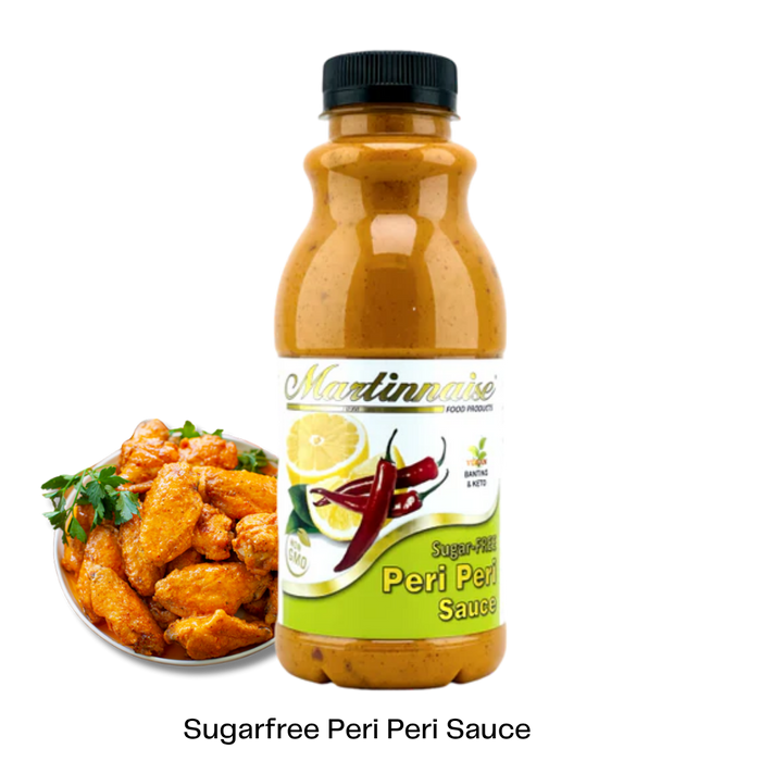 Bottle of Martinnaise sugarfree dairyfree glutenfree peri peri sauce