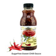Bottle of sugar free, dairy free, gluten free sweet chilli sauce from Martinnaise. Suitable for Vegan, Diabetics, banting and keto lifestyles. Ingredients are GMO free, Kosher and Halaal.