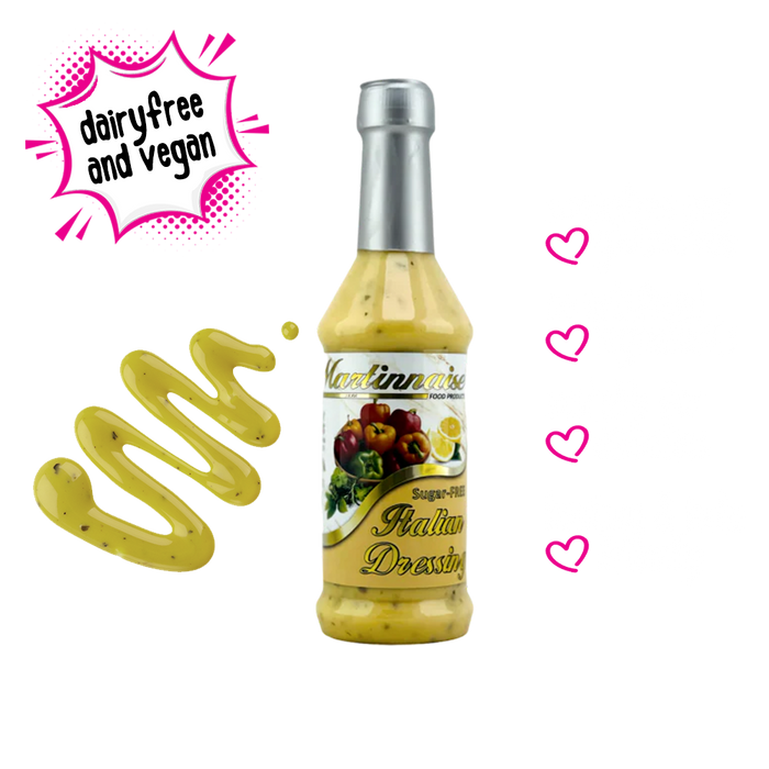 Bottle of Martinnaise Italian Dressing, which is a flavorful blend of herbs and spices, perfect for adding an Italian twist to salads or dishes