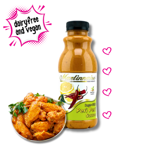 Bottle of Martinnaise sugarfree dairyfree glutenfree peri peri sauce