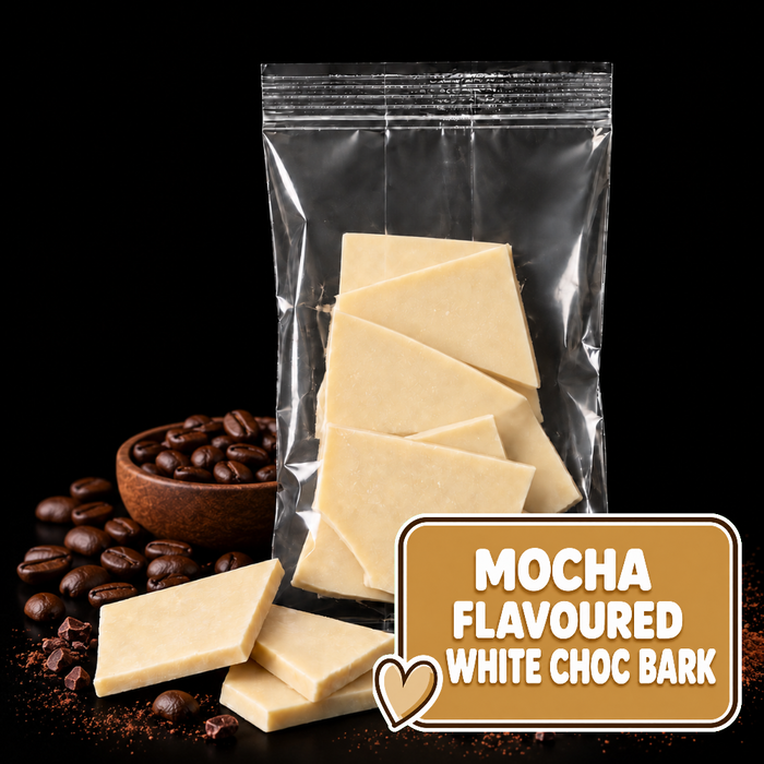 Caring Candies No Added Sugar Choc Bark |  Mocha flavoured White Choc | 100g