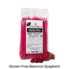 Packet of Glutenfree Pasta Regalo beetroot spaghetti with uncooked beetroot in front of it