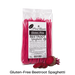 Packet of Glutenfree Pasta Regalo beetroot spaghetti with uncooked beetroot in front of it