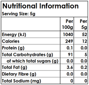 Typical Nutritional Information for Original Pink Star Sweets Sugarfree