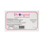 Back of pack of D's Original Sugarfree Turkish Delight