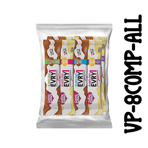 Variety Packet of sugar-free assorted EVRY1 chocolate bars with visible branding on a white background