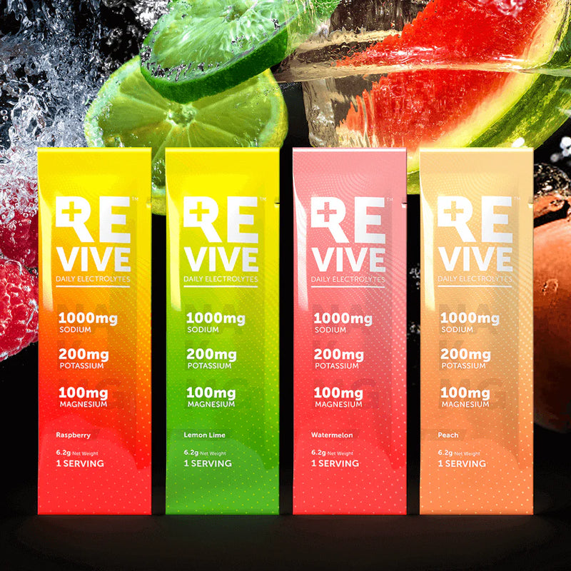 Revive Sugar-Free Electrolyte Sachets | 20's Mix 1: Rasp, LemonLime, Peach, Watermelon