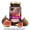Bottle of Yes Pleeze No Added Sugar Ripe Fig Jam with fresh figs scattered around the bottom