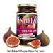Bottle of Yes Pleeze No Added Sugar Ripe Fig Jam with fresh figs scattered around the bottom