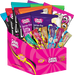 caring candies sugar-free sweet cravings survival kit box containing an assortment of sugarfree little lovies hard boiled sweets and lollipops, and no added sugar premium white and milk chocolates