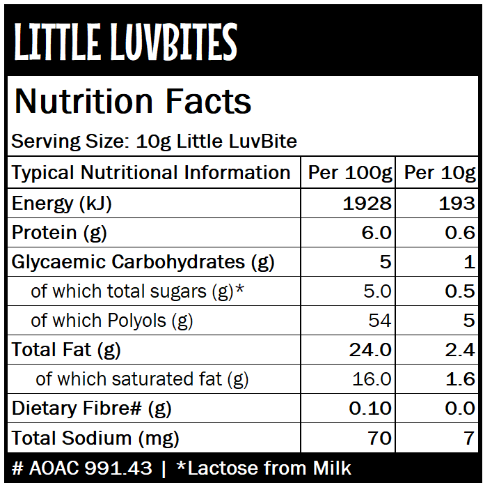 Caring Candies Little LuvBites No Added Sugar White Choc Hearts | VANILLA | 1kg Catering Pack