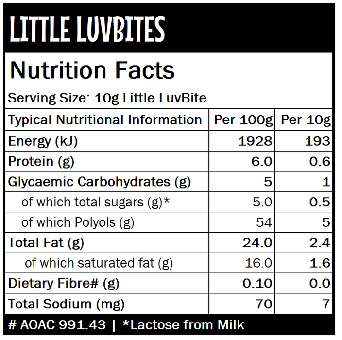 Caring Candies Little LuvBites No Added Sugar White Choc Hearts | STRAWBERRY | 12x100g Shipper