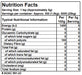 Nutrition Facts Table of Xylitol showing Energy, Protein, Carbs, Sugars, Fat, Fibre and Sodium