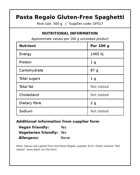 Pasta Regalo Gluten-Free Pasta | SPAGHETTI | 500g