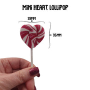 image showing the size and dimensions of a caring candies mini round lollipop