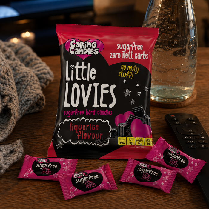 Caring Candies Little Lovies Sugar-Free Sweets | LIQUORICE | 12x100g Shipper