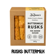 Box of ZuZanna's Sugarfree buttermilk rusks with a clear window showing the cookies inside.