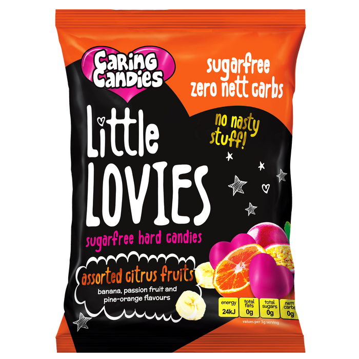 Sugar free keto assorted citrus flavoured Little Lovies Sweets by Caring Candies | Diabetic, Banting, Candida, Halaal, Kosher, Vegan