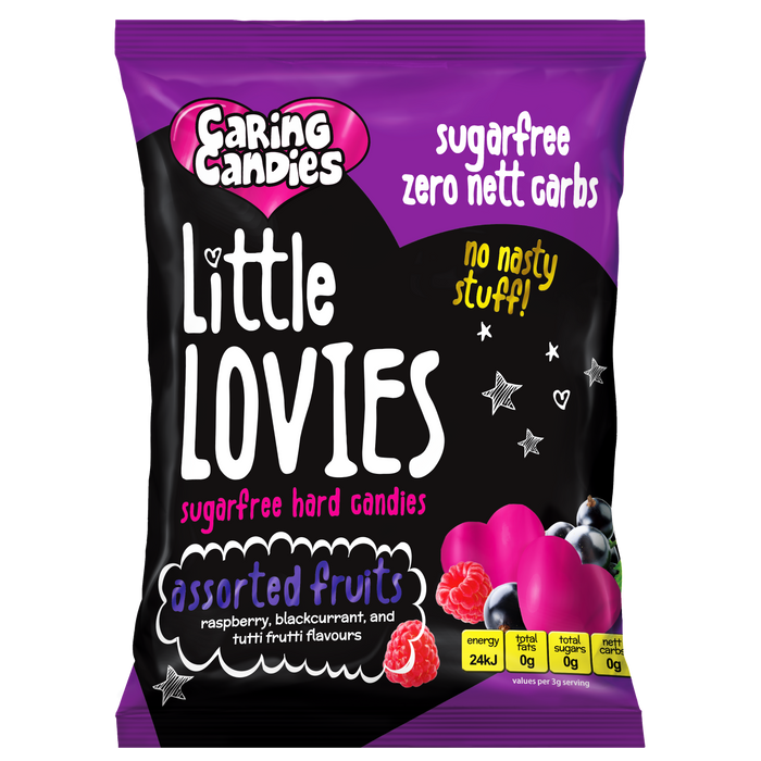 Sugar free keto assorted fruit flavoured Little Lovies Sweets by Caring Candies | Diabetic, Banting, Candida, Halaal, Kosher, Vegan