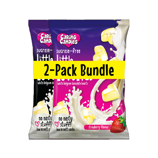 Assorted no added sugar white chocolate LuvBites by Caring Candies | Keto, Gluten free, Halaal, Kosher, Diabetic, Banting