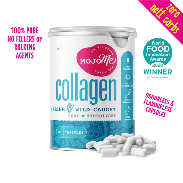 MojoMe Marine Type 1 Hydrolysed collagen is the best for anti-ageing, skin elasticity, and wrinkles. Completely odourless and flavourless in capsule form