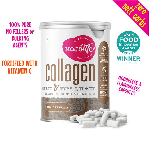 MojoMe Multi Type 1, 2 and 3 Hydrolysed collagen is the best for anti-ageing, skin elasticity, and wrinkles. Also fantastic for joint support and gut health. Completely odourless and flavourless in capsule form.