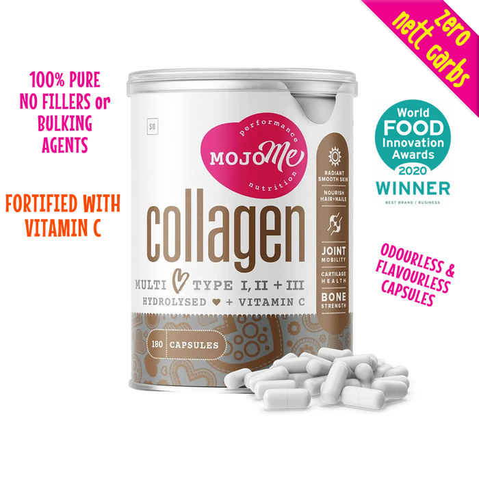 MojoMe Multi Type 1, 2 and 3 Hydrolysed collagen is the best for anti-ageing, skin elasticity, and wrinkles. Also fantastic for joint support and gut health. Completely odourless and flavourless in capsule form.