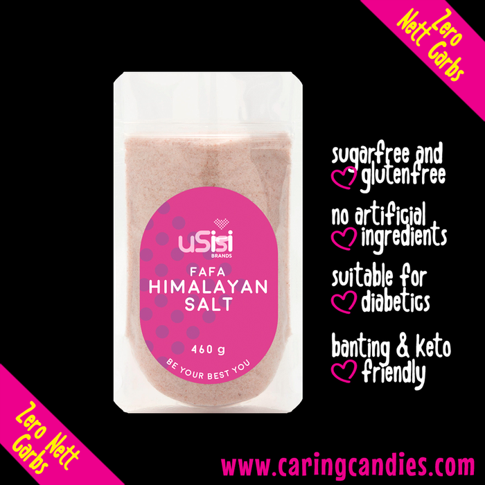 uSisi Brands himalayan pink salt fine. Sugar free, gluten free, suitable for Diabetics, Keto, and Banting